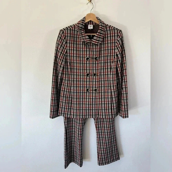 CAbi Jazzy Plaid Double Breasted Blazer & Kick Flare Cropped Ankle Pants Set - Picture 3 of 16